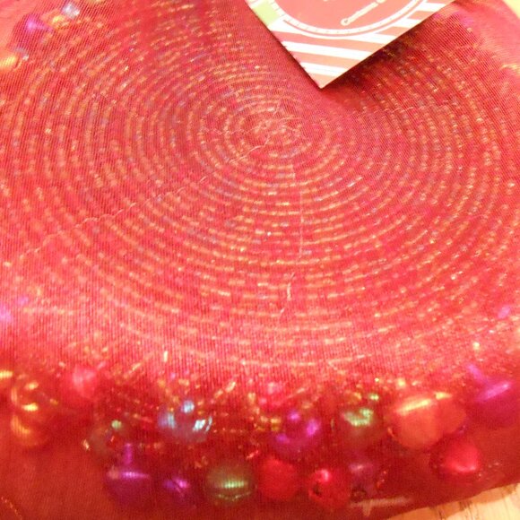 Vintage Pier 1 Imports Beaded Jingle Bell Holiday Drink Coasters-Set of 6-NWT - Picture 2 of 4